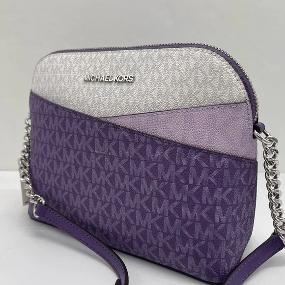 MICHAEL KORS Jet Set Travel Color-Block Signature Logo Crossbody BagDark Purple